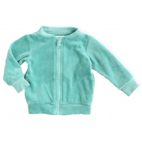 sweat bébé zippé en velours jade sweat bébé zippé en velours jade