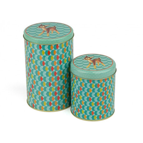 set de 2 boîtes cylindriques en métal Bambi set de 2 boîtes cylindriques en métal Bambi