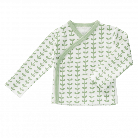 Bio Baby-Shirt mit Überschlag 'Leaves Mint' Bio Baby-Shirt mit Überschlag 'Leaves Mint'