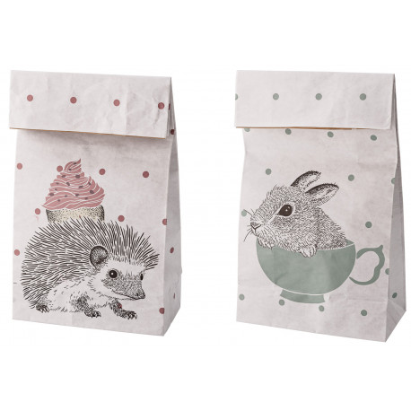 Set von 2 Papiertüten mit Tierabbildung Set von 2 Papiertüten mit Tierabbildung