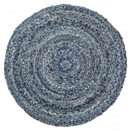 Jeansblauer Flechtteppich 'Denim' (Ø 90cm) Jeansblauer Flechtteppich 'Denim' (Ø 90cm)