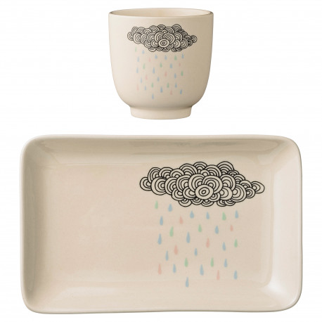 Keramik-Set mit Teller & Becher 'Rain Cloud' Keramik-Set mit Teller & Becher 'Rain Cloud'